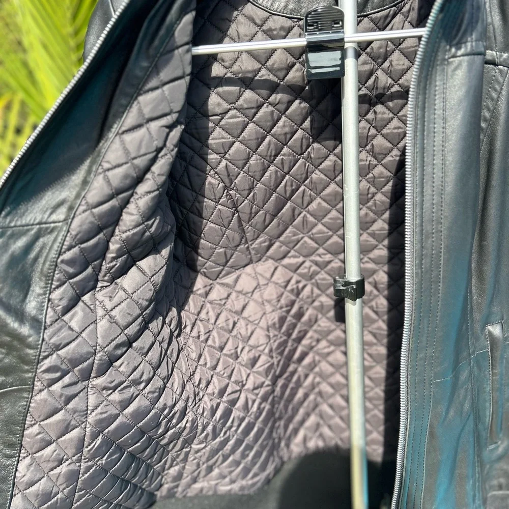 RUDSAK Quilted Black Real Leather Jacket (High collar hidden hood) - Picture 9 of 15